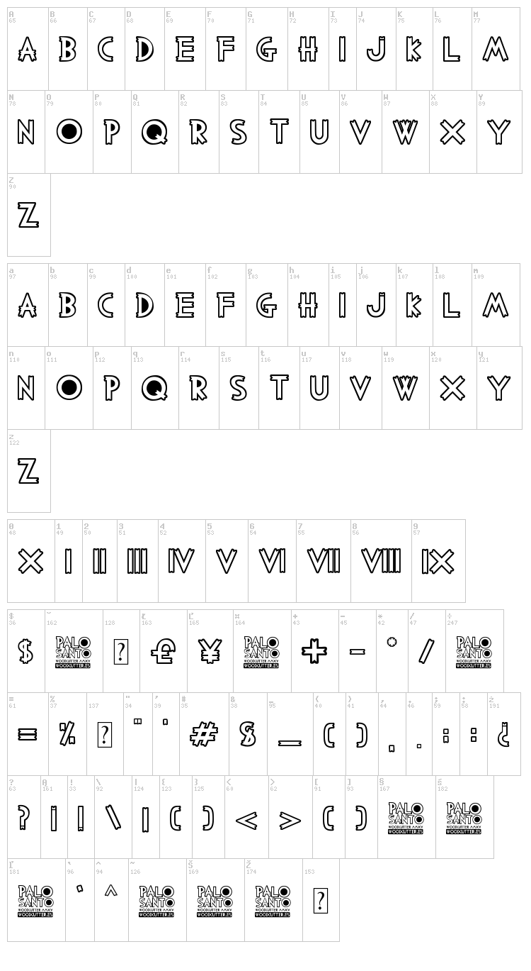 Palo Santo font map